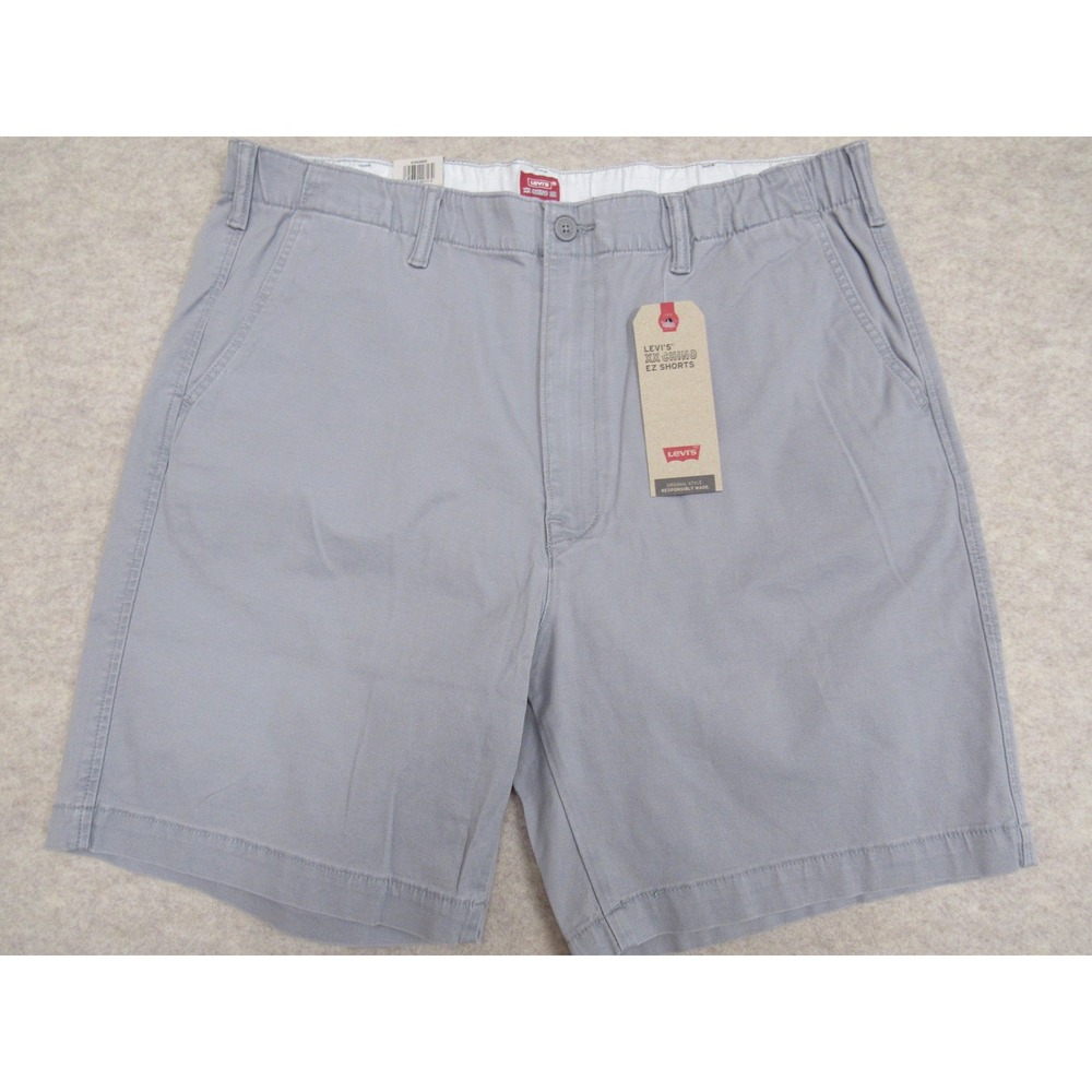 Levis XX Chino EZ Shorts Mens XL Grey Stretch Elastic Waist Casual 7 inch Inseam